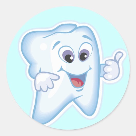 Sticker Rond Dent saine et heureuse (Devant)