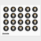 Sticker Rond Dental Crown Funny Dot Pun Dark BG (Feuille)