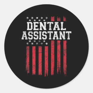 Sticker Rond Dental Istal Drapeau Américain Usa Patriot Patriot