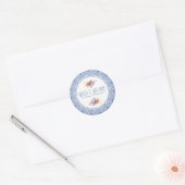 Sticker Rond Dentelle blanche et bouquet floral (Enveloppe)
