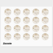 Sticker Rond Dentelle blanche et coeur sur burlap mariage Enreg (Feuille)