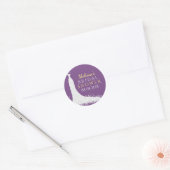 Sticker Rond Dentelle Blanche Mariage Robe Sur Violet (Enveloppe)