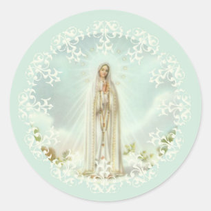 Sticker Rond Dentelle blanche Notre-Dame de Fatima