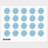 Sticker Rond Dentelle blanche sur Pastel Baptême bleu (Feuille)