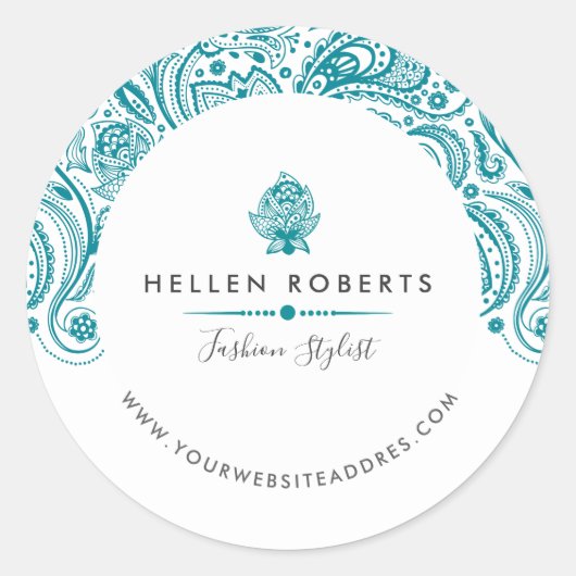 Sticker Rond Dentelle bleu turquoise (Devant)