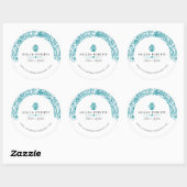 Sticker Rond Dentelle bleu turquoise (Feuille)