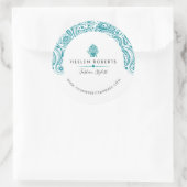 Sticker Rond Dentelle bleu turquoise (Sac)