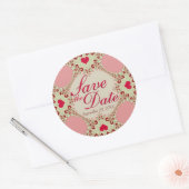 Sticker Rond Dentelle Coeur Pays Enregistrer la date (Enveloppe)