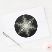 Sticker Rond Dentelle de glace Snowflake hiver blanc et noir él (Enveloppe)