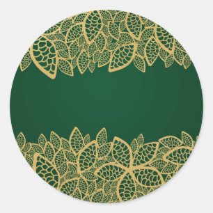 Sticker Rond Dentelle d'or de feuille sur l'arrière - plan ver