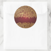Sticker Rond Dentelle en feuille d'or sur arrière - plan rouge (Sac)