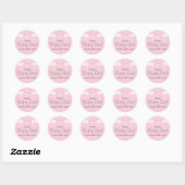 Sticker Rond Dentelle et Baby shower rose Bow Favoriser (Feuille)