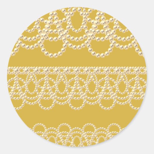 Sticker Rond Dentelle et Perles Or (Devant)