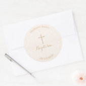 Sticker Rond Dentelle florale Baptême rose pâle (Enveloppe)