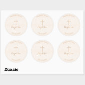 Sticker Rond Dentelle florale Baptême rose pâle (Feuille)