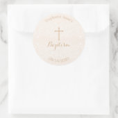 Sticker Rond Dentelle florale Baptême rose pâle (Sac)