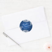 Sticker Rond Dentelle florale Sapphire bleu (Enveloppe)