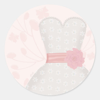 Sticker Rond Dentelle Mariage Gown et papillon