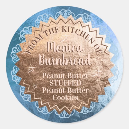 Sticker Rond Dentelle rose en feuille d'or de la cuisine de (Devant)