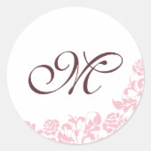 Sticker Rond Dentelle rose initial Monogramme (Devant)