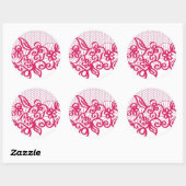 Sticker Rond Dentelle rouge (Feuille)