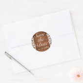 Sticker Rond Dentelle rustique et blanche Enregistrer la date M (Enveloppe)