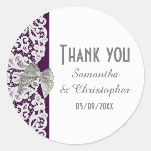 Sticker Rond Dentelle traditionnelle violette et blanche brilla