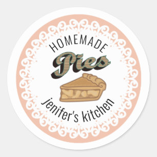 Sticker Rond dentelle vintage typographie des tartes faites mai