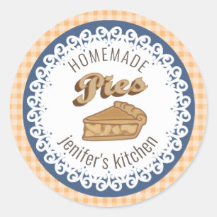 Sticker Rond dentelle vintage typographie des tartes faites mai