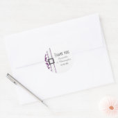 Sticker Rond Dentelle violette et blanche plaine merci (Enveloppe)