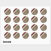 Sticker Rond Dentelles et burlap rouges FAUX, joints mariages (Feuille)