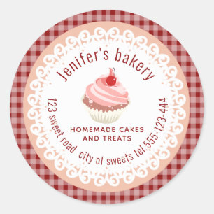 Sticker Rond Dentelles servies en dentelle fait maison cupcakes