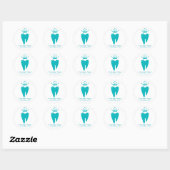 Sticker Rond Dentist Cadeau Cute Tooth Crown Logo Bleu (Feuille)