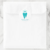 Sticker Rond Dentist Cadeau Cute Tooth Crown Logo Bleu (Sac)