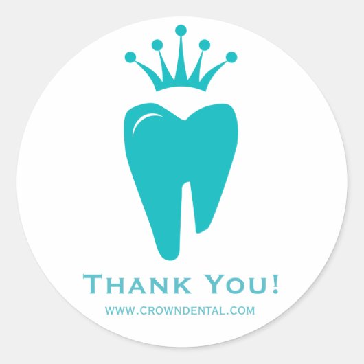 Sticker Rond Dentist Cadeau Cute Tooth Crown Logo Bleu (Devant)