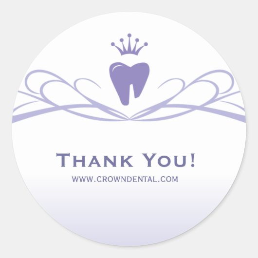 Sticker Rond Dentist Cadeau Cute Tooth Crown Logo Purple (Devant)