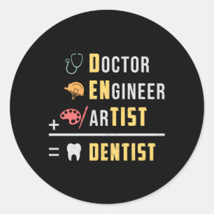 Sticker Rond Dentist Dental Dents Docteur Dent Dent Drôle Idée