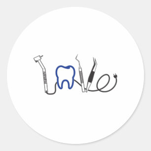 Sticker Rond Dentist Dents Dental Love Dental LoveTooth Love Fu