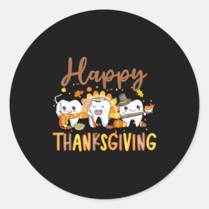 Sticker Rond Dentiste de Thanksgiving aux dents drôles Dinde Éq