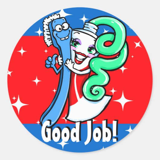 Sticker Rond Dentiste.Dental.Bon travail.Brosse à dents.Presse- (Devant)