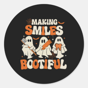 Sticker Rond Dentiste Fantôme Dentiste Halloween Rendre Sourian