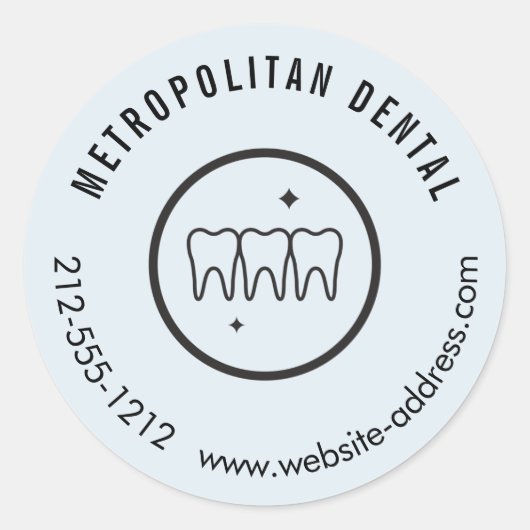 Sticker Rond Dentiste moderne Dents Noir Logo Bleu (Devant)