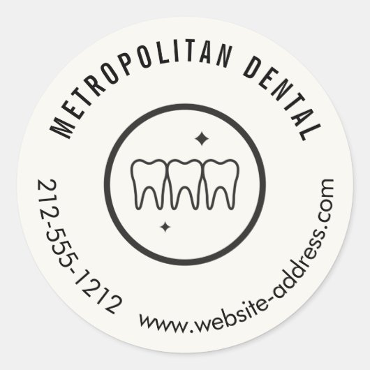 Sticker Rond Dentiste moderne dents noir logo ivoire (Devant)