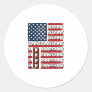 Sticker Rond Dentiste Patriotique Dent Drapeau