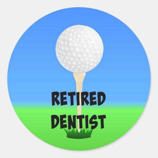 Sticker Rond Dentiste retraité - Bal de golf à Tee (Devant)
