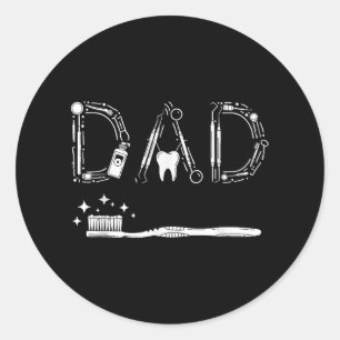 Sticker Rond Dentiste vintage Papa Père grand-père Fête des pèr