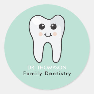 Sticker Rond Dentistère de la famille des dents mignonnes