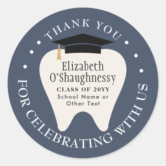 Sticker Rond  Dentistry School Tooth Graduation Thank You (Devant)