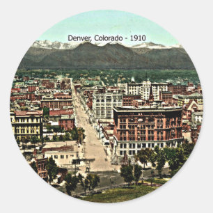 Sticker Rond Denver, Colorado - 1910, photo pittoresque