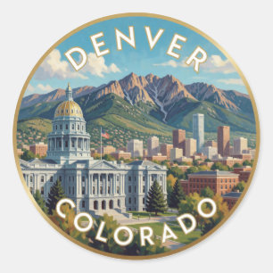 Sticker Rond Denver Colorado Capitole Montagne 🏔